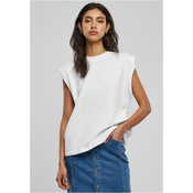 Womens organic tank top with heavy shoulder padding in white