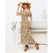 Resti Green womens midi dress with floral pattern- Clothing