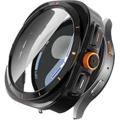 GS Ovitek 2 v 1 + kaljeno steklo za Samsung Galaxy Watch 7 44 mm, črn