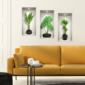 Set s 3 zidne 3D samoljepljive naljepnice Ambiance Green Plants