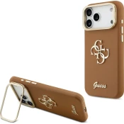 Guess PU Grained 4G Logo Stojalo Okvir Zadnji Pokrov za iPhone 17 Pro Max Brown
