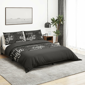 vidaXL Set posteljine za poplun crni 135 x 200 cm pamucni