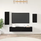 Set TV komoda Zidne 4 pcs Crni hrast Konstruirano drvo