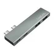 Logilink USB 3.2 Gen 2x2 hub, 4-portni, PD, za MacBook i iPad, srebrni