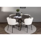 Venture Design Jedilna garnitura Kaseidon miza in stoli Edina 100x75 cm temno rjava črna bela