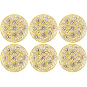 Casa Padrino luxury ceramic plates set of 6 yellow/multicolored A 40 cm - Handmade & hand painted dinner plates with floral design - Hotel & restaurant accessories - Made in Italy