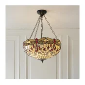 Endon 112251 - Luster na lancu Tiffany DRAGONFLY 3xE27/60W/230V precnika 50 cm