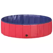 vidaXL vidaXL Zložljiv bazen za pse Rdeča in modra 120 x 120 x 30 cm PVC, (5000207870)