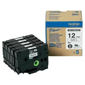 Trak Brother HGe-231 bel/črn 12mm, visokoločljivi trak, 5 kos (original, trak za P-Touch)