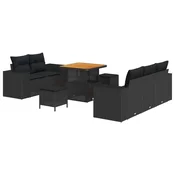 Sjedeca garnitura za vrt 8 pcs Crna poliratan