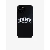 shumee Ovitek DKNY Liquid Silicone White Printed Logo MagSafe za iPhone 15/14/13 (črn)