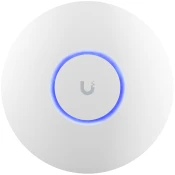 Ubiquiti U6+ access point. WiFi 6 model with throughput rate of 573.5 Mbps at 2.4 GHz and 2402 Mbps at 5 GHz. No POE injector included. UI recommends U-POE-AF or POE switch - U6-PLUS