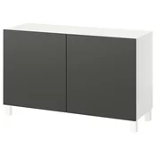 BESTA Kombin. odlaganje s vratima, bela/Lappviken/Stubbarp tamnosiva, 120x42x74 cm