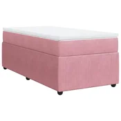 Vidaxl Box spring postelja z vzmetnico roza 100x200 cm žamet