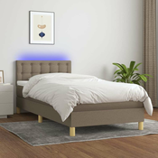 Vidaxl Box spring postelja z vzmetnico LED taupe 80x200 cm blago
