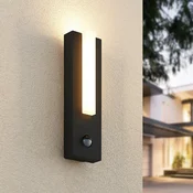 Lucande LED zunanje stensko svetilo Virgalia, detektor gibanja, IP54 - Sodobni - grafitno siva, opalno bela - Aluminij