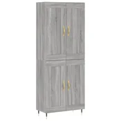 Vidaxl Visoka komoda siva sonoma 69,5x34x180 cm inženirski les