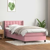 vidaXL vidaXL Box spring postelja z vzmetnico roza 90x210 cm žamet, (22011185)