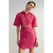 Trendyol omejena izdaja majice Fuchsia Mini tkana tkana obleka