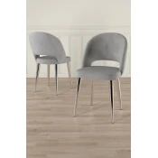 HANAH HOME Set stolica (6 komada) Pane Grey Chrome