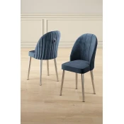 Hanah Home Set stolica Mara, 44x90x42 cm, 2 komada, Srebrno-plave boje