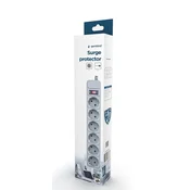Gembird surge protection power strip, 6 sockets, 1.8m, 16A automatic circuit breaker, power Switch, grey ( SPG6-B-6C )