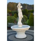 Casa Padrino baroque fountain lady white A� 120 x H. 206 cm - Magnificent garden fountain in baroque style - Round garden decoration stone fountain - Baroque garden decoration