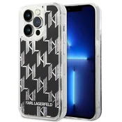 Karl Lagerfeld ovitek za iPhone 14 Pro Liquid Glitter Monogram, črn