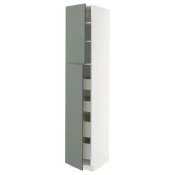 METOD / MAXIMERA Vis.el. s 2 vrata/4 fioke, bela/Nickebo mat sivozelena, 40x60x220 cm