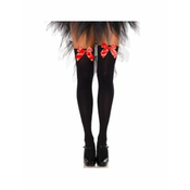 Leg Avenue Nylon Thigh Highs with Bow 6255 Black-Red S/M/L