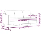 vidaXL Trosed svetlo siv 180 cm blago
