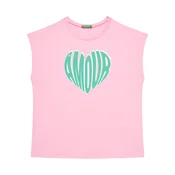 Otroška bombažna kratka majica United Colors of Benetton roza barva, 3JERC10PB