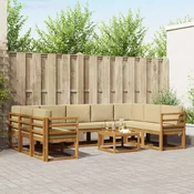 Set vanjskih sofa s jastukom 10 pcs Prirodna i bež