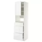 METOD / MAXIMERA Visoki element za ugradne uredaje, bela/Voxtorp v. sjaj bela, 60x60x220 cm