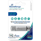 Usb kluč 64gb mediarange 3.0 + usb c mr937 MEDIARANGE