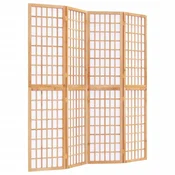 Vidaxl Zložljiv 4-delni paravan japonski stil 160x170 cm bele barve