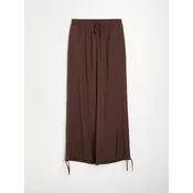 Sinsay - Wide leg pantalone sa viskozom i vezivanjem u struku i na nogavicama - tamno braon