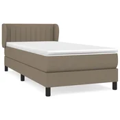 Greatstore Box spring postelja z vzmetnico taupe 90x200 cm blago