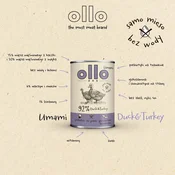 OLLO Mokra hrana za pse Umami s račkom in puranom, 850g