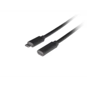 Lanberg USB-C M/F kabel 3.1, 0,5 m, crni CA-USBE-20CC-0005-BK