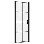 Vidaxl Vrata za tuš kaljeno steklo 91x195 cm črna
