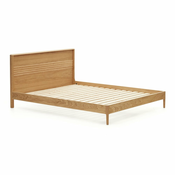 Zakonska postelja iz masivnega hrasta z letvenim dnom v naravni barvi 160x200 cm Lenon – Kave Home