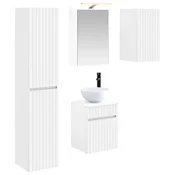 Vidaxl Komplet omaric za kopalnico 5 szt. Bela 43 x 16 x 62,5 cm