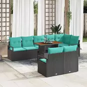 vidaXL vidaXL Komplet za jedilnico v vrtu z blazino 9 pcs Črna in Teal, (5000135450)