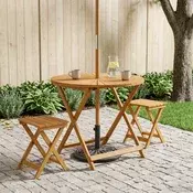 vidaXL Zložljiva vrtnarska miza Naravna O90 x 75 cm