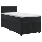 vidaXL Postelja boxspring z vzmetnico Črna 90 x 200 cm Žamet