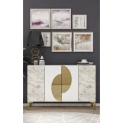 Hanah Home Konzolni sto Afra KM120, 120x75x29.6 cm, Belo-zlatne boje