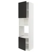 METOD Visoka omara za vgrad gspd aparate, bela/Nickebo mat antracitna, 60x60x240 cm