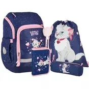 Spirit: Bijela školska torba/ruksak s mackama, set od 4 komada, 32x19x44 cm