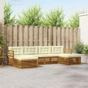 Setovi sofa 6 pcs Prirodna i krem Cvrsto drvo akacije